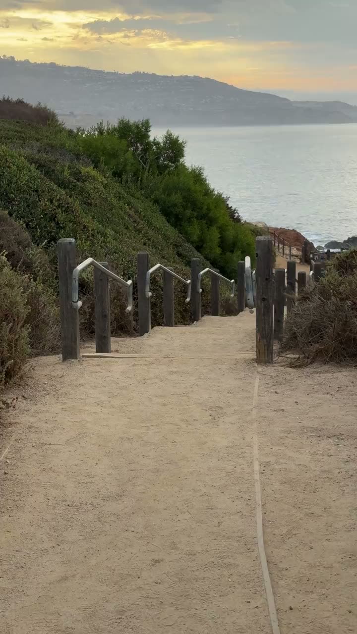 A short clip along the steeper coastal paths at Terranea, near the cliffs
